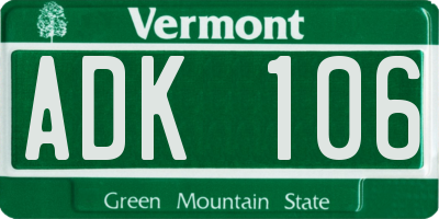 VT license plate ADK106