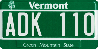 VT license plate ADK110