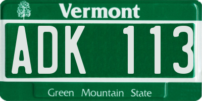 VT license plate ADK113