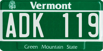 VT license plate ADK119