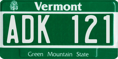 VT license plate ADK121
