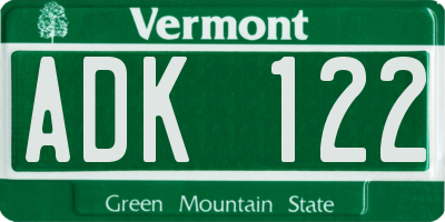 VT license plate ADK122