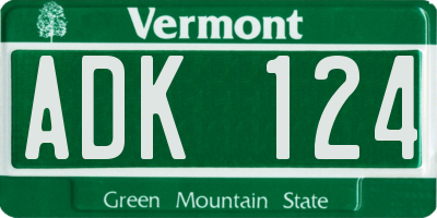 VT license plate ADK124