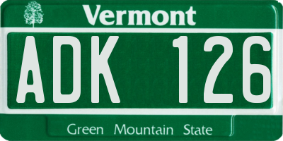 VT license plate ADK126