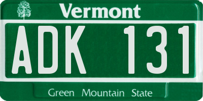 VT license plate ADK131