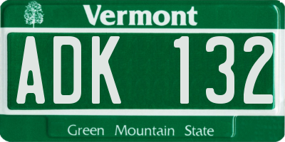 VT license plate ADK132