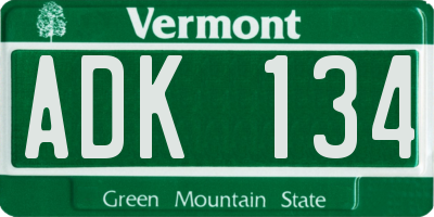 VT license plate ADK134