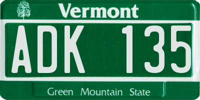 VT license plate ADK135