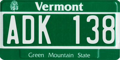 VT license plate ADK138