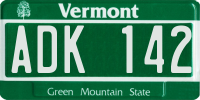VT license plate ADK142