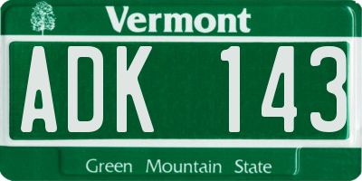 VT license plate ADK143