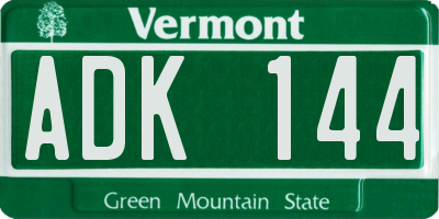 VT license plate ADK144