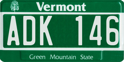 VT license plate ADK146