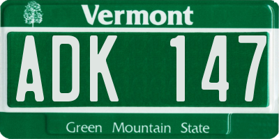 VT license plate ADK147