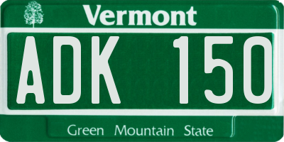 VT license plate ADK150