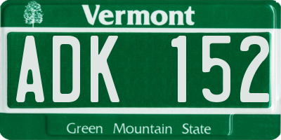 VT license plate ADK152