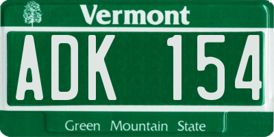 VT license plate ADK154