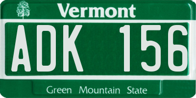 VT license plate ADK156
