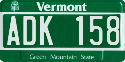 VT license plate ADK158