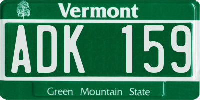 VT license plate ADK159