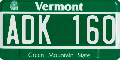 VT license plate ADK160