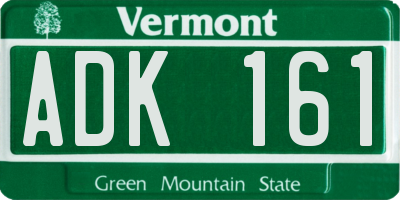 VT license plate ADK161