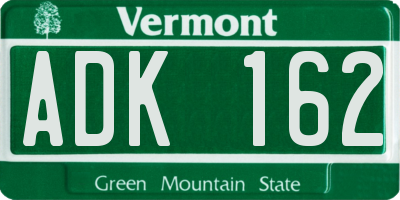 VT license plate ADK162
