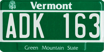 VT license plate ADK163