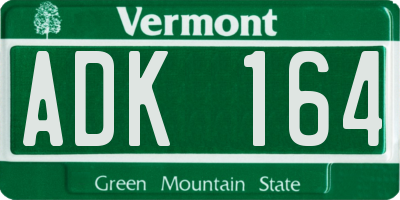 VT license plate ADK164