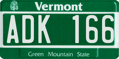 VT license plate ADK166
