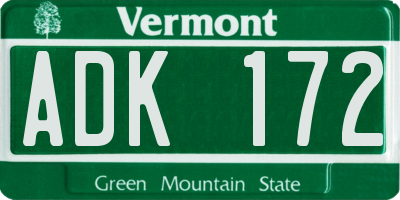 VT license plate ADK172