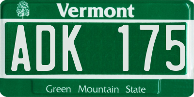 VT license plate ADK175