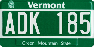VT license plate ADK185