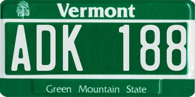 VT license plate ADK188