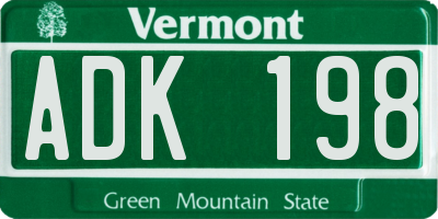 VT license plate ADK198