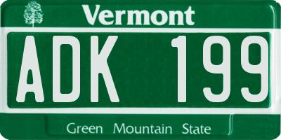 VT license plate ADK199