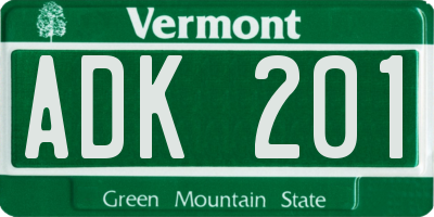 VT license plate ADK201