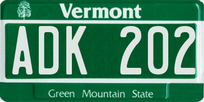 VT license plate ADK202