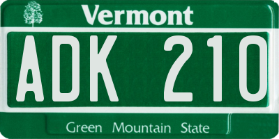 VT license plate ADK210
