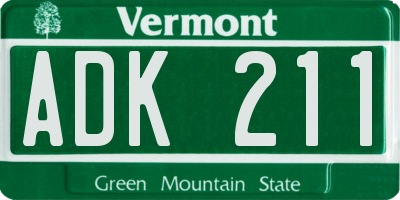 VT license plate ADK211