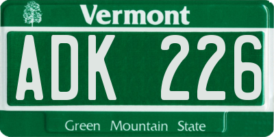VT license plate ADK226