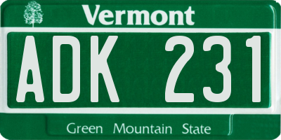 VT license plate ADK231