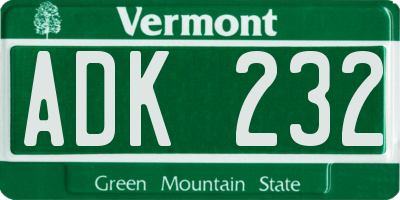 VT license plate ADK232