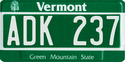 VT license plate ADK237
