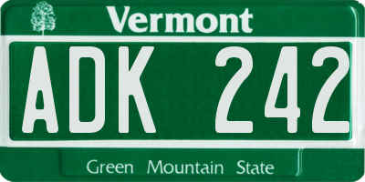 VT license plate ADK242