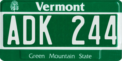 VT license plate ADK244