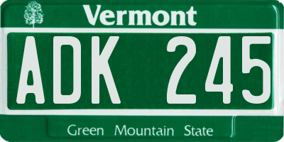 VT license plate ADK245