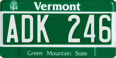 VT license plate ADK246