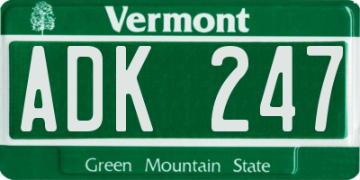 VT license plate ADK247