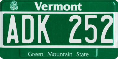VT license plate ADK252